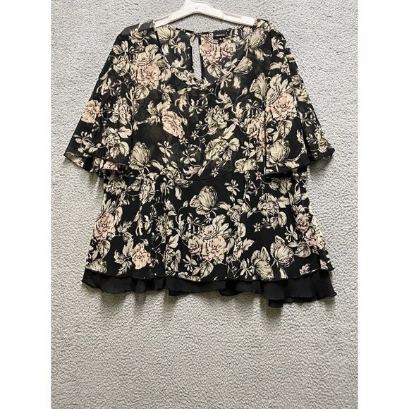 -Torrid Women’s Short Sleeve Floral Tunic Blouse Top Size 3X Plus - Picture 1 of 8